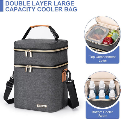 Breastmilk Cooler Bag with Ice Pack Fits 6 Baby Bottles Up to 9 Ounce