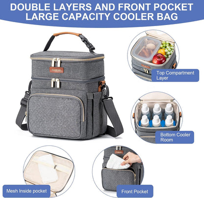 Breastmilk Cooler Bag with Ice Pack Fits 6 Baby Bottles Up to 9 Ounce