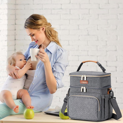 Breastmilk Cooler Bag with Ice Pack Fits 6 Baby Bottles Up to 9 Ounce