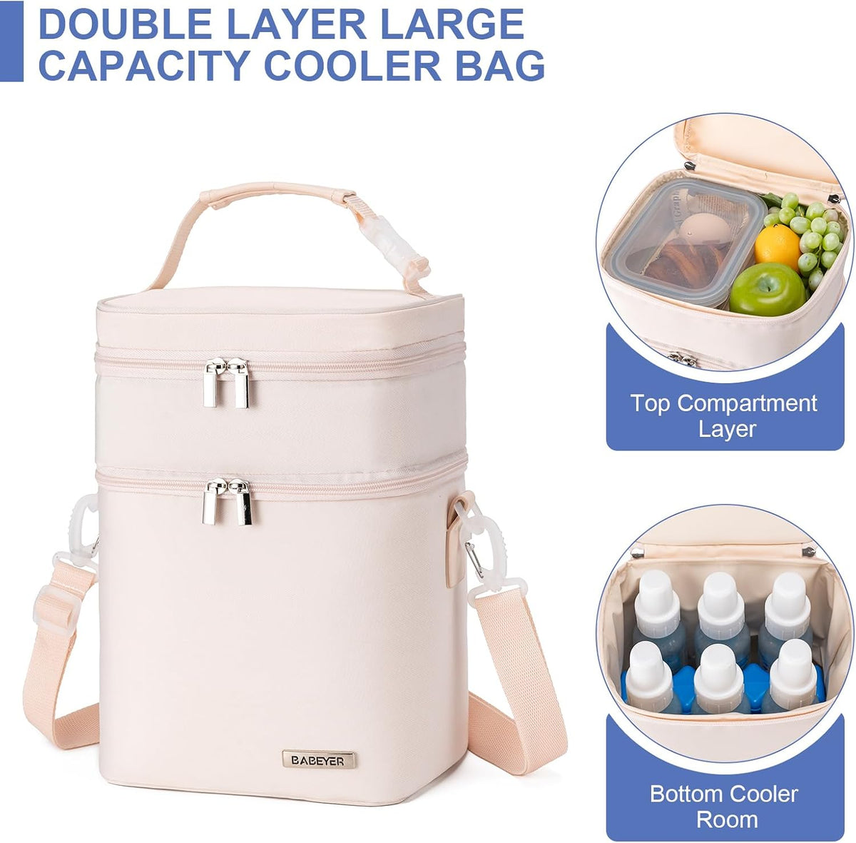 Breastmilk Cooler Bag with Ice Pack Fits 6 Baby Bottles Up to 9 Ounce