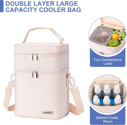 Breastmilk Cooler Bag with Ice Pack Fits 6 Baby Bottles Up to 9 Ounce