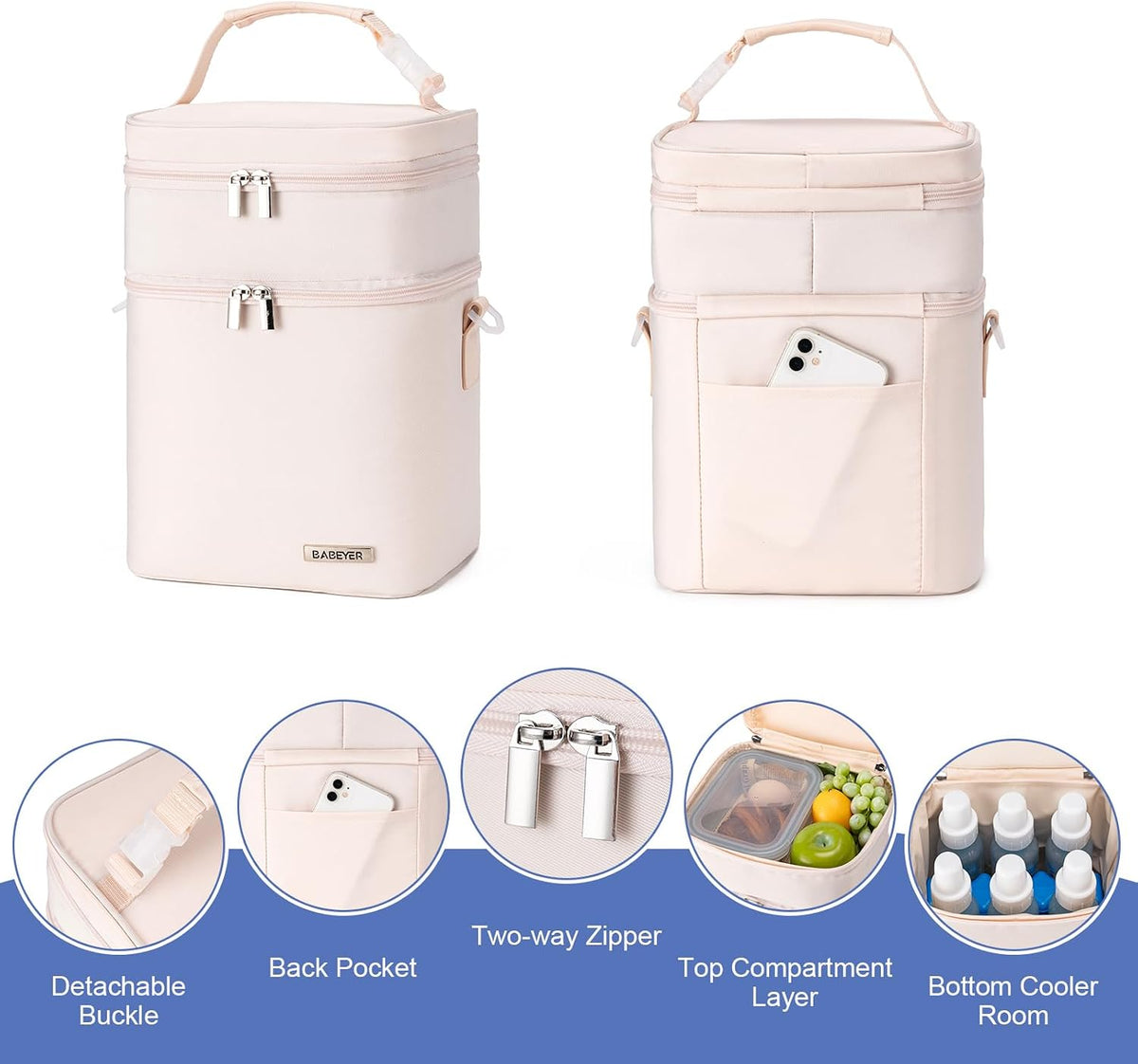 Breastmilk Cooler Bag with Ice Pack Fits 6 Baby Bottles Up to 9 Ounce