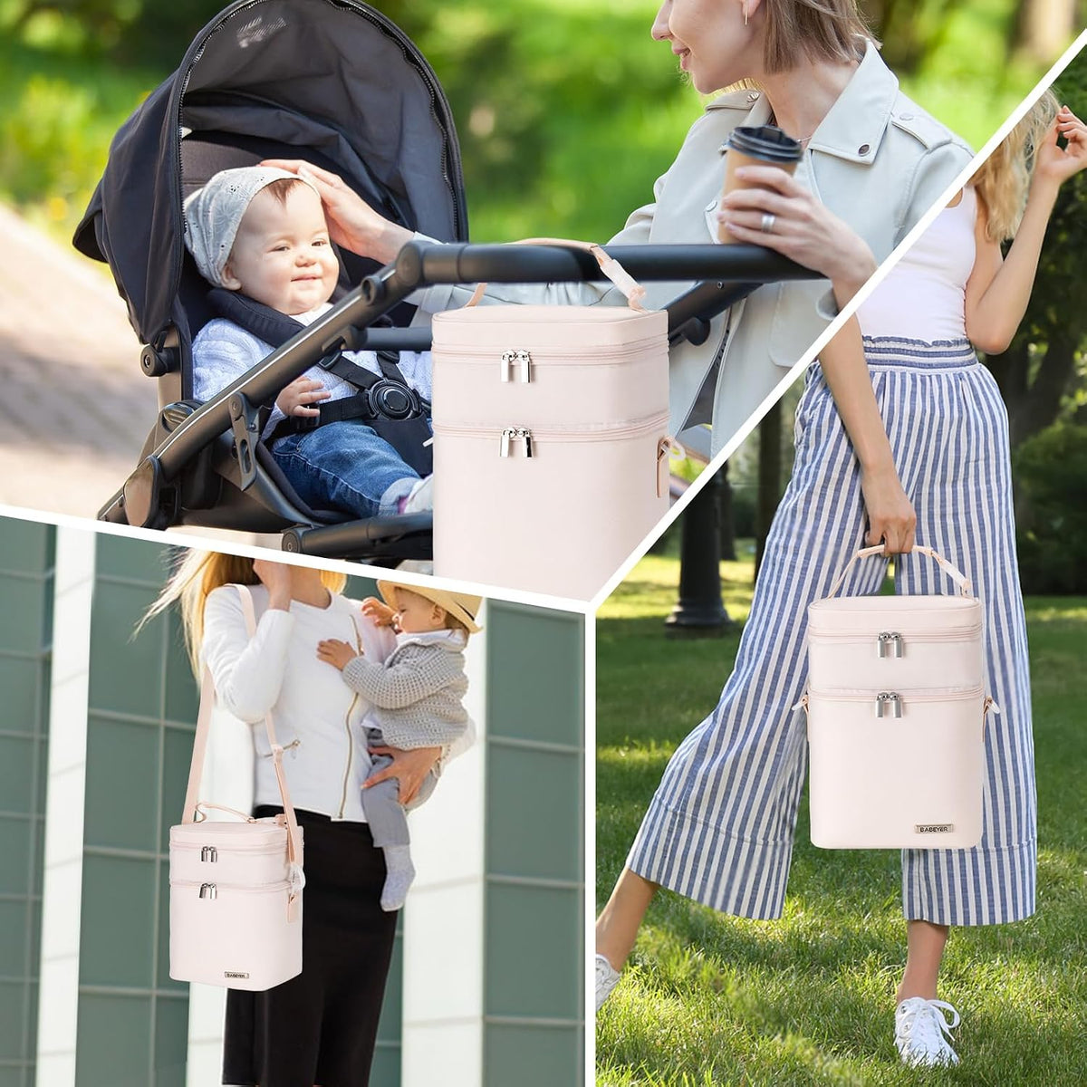 Breastmilk Cooler Bag with Ice Pack Fits 6 Baby Bottles Up to 9 Ounce