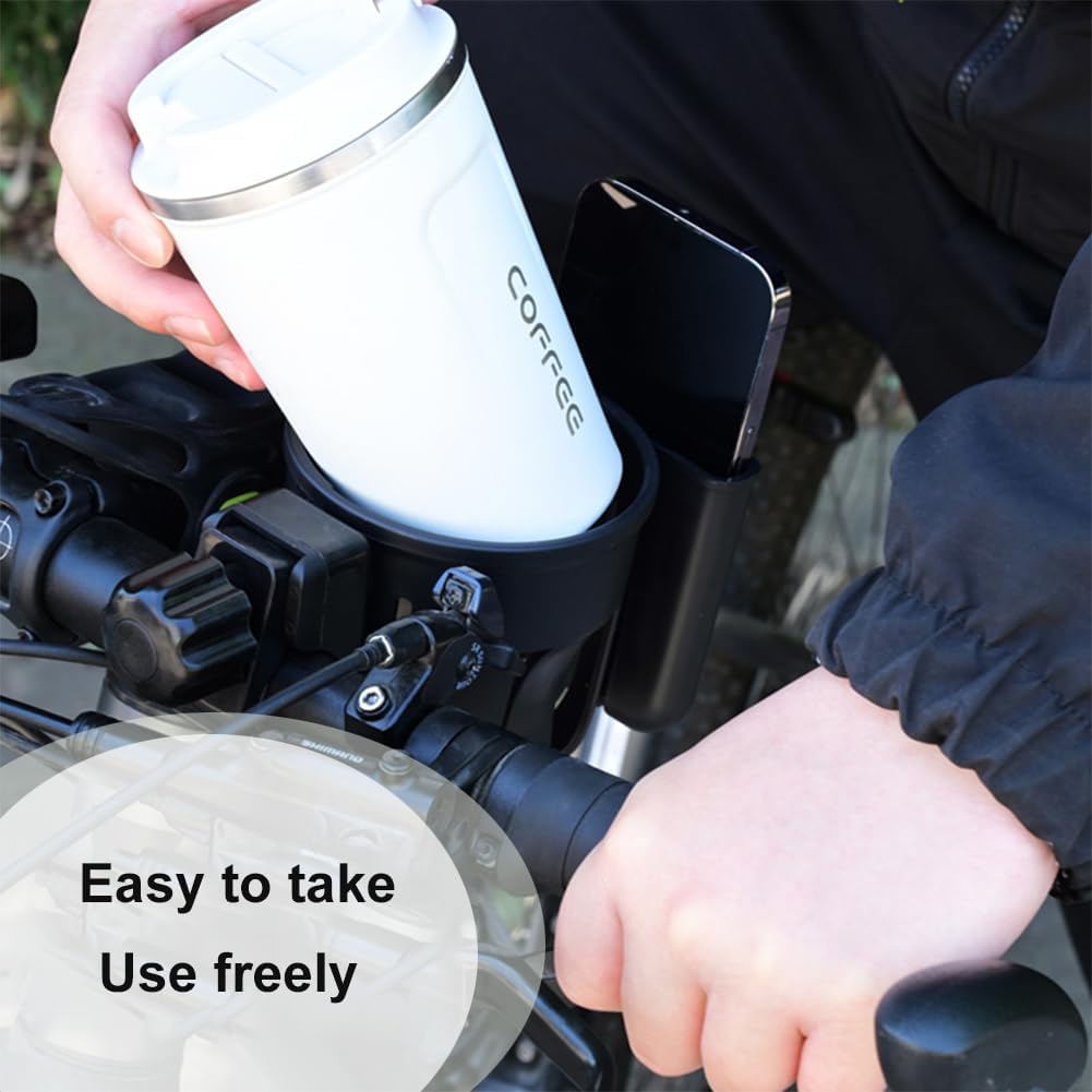 Cup Holder with Phone Holder for Walker,Bike,Wheelchair,Stroller,Adjustable Drink Holder with Phone Holder,Black