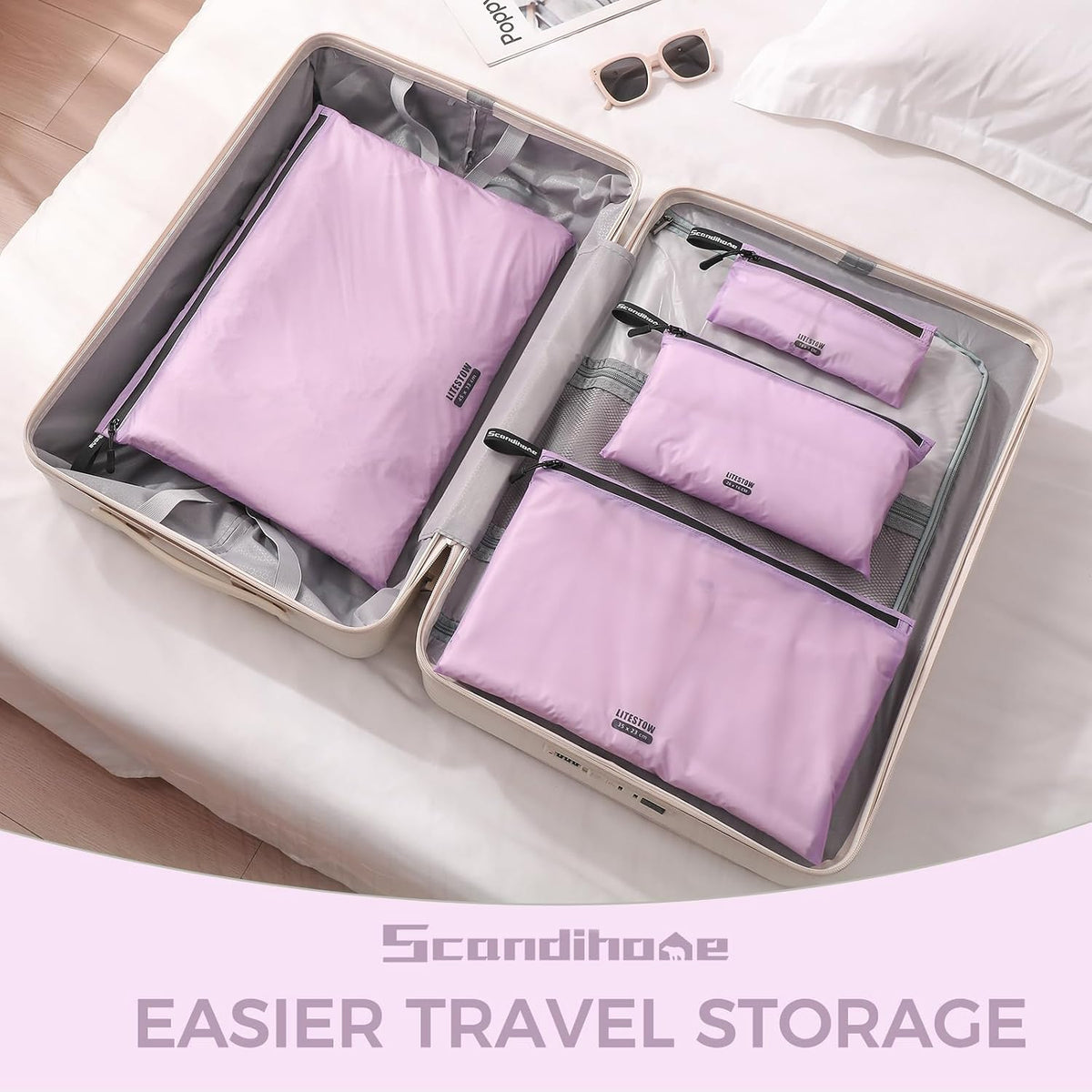 Packing Cubes for Travel Ultralight Luggage Organizer Bag Durable Travel Bags Waterproof Zipper Suitcase Bags Set for Travel Accessories and Essentials (4 Pack) (Purple)