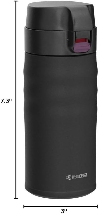 12oz. Ceramic Coated Interior, Double Wall Vacuum Insulated, Stainless Steel Travel Mug-Matt Black | Ceramic-Coated Travel Mug: Slim, Vacuum Insulated Stainless Steel Thermos for Pure Flavor, Spill-Proof, 12oz & 17oz