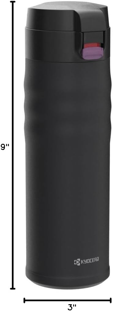 12oz. Ceramic Coated Interior, Double Wall Vacuum Insulated, Stainless Steel Travel Mug-Matt Black | Ceramic-Coated Travel Mug: Slim, Vacuum Insulated Stainless Steel Thermos for Pure Flavor, Spill-Proof, 12oz & 17oz