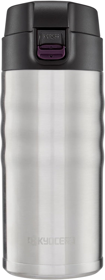 12oz. Ceramic Coated Interior, Double Wall Vacuum Insulated, Stainless Steel Travel Mug-Matt Black | Ceramic-Coated Travel Mug: Slim, Vacuum Insulated Stainless Steel Thermos for Pure Flavor, Spill-Proof, 12oz & 17oz