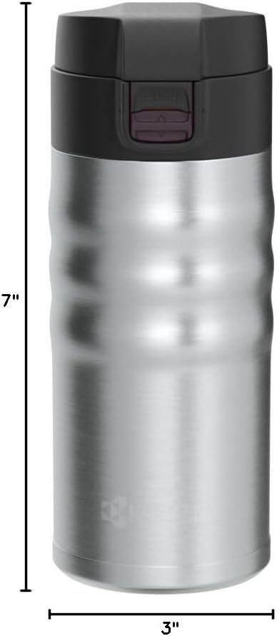 12oz. Ceramic Coated Interior, Double Wall Vacuum Insulated, Stainless Steel Travel Mug-Matt Black | Ceramic-Coated Travel Mug: Slim, Vacuum Insulated Stainless Steel Thermos for Pure Flavor, Spill-Proof, 12oz & 17oz
