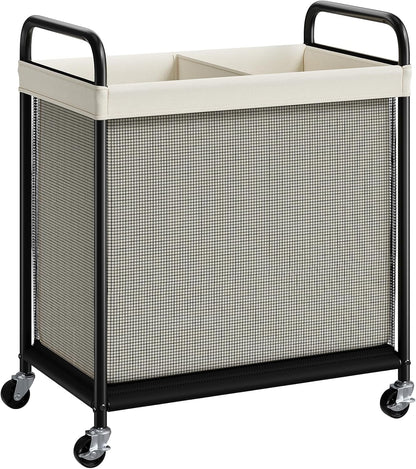 Laundry Hamper 2 Section, 100L Rolling Laundry Sorter with Wheels