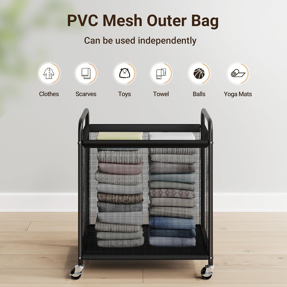Laundry Hamper 2 Section, 100L Rolling Laundry Sorter with Wheels