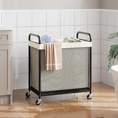 Laundry Hamper 2 Section, 100L Rolling Laundry Sorter with Wheels