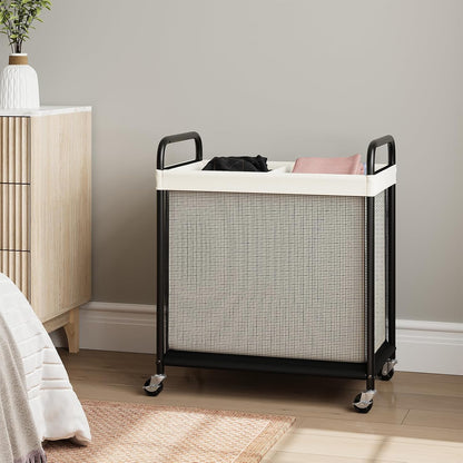Laundry Hamper 2 Section, 100L Rolling Laundry Sorter with Wheels
