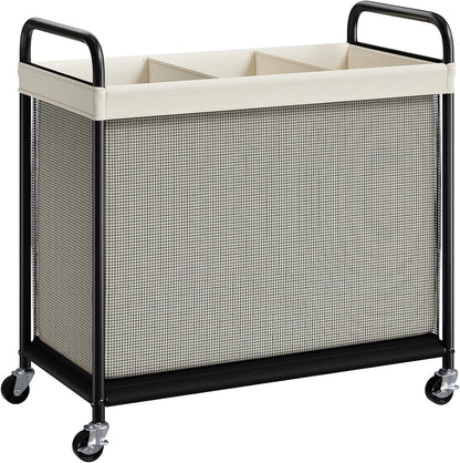 Laundry Hamper 2 Section, 100L Rolling Laundry Sorter with Wheels