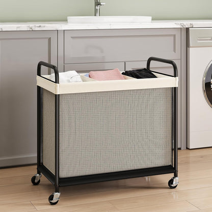 Laundry Hamper 2 Section, 100L Rolling Laundry Sorter with Wheels