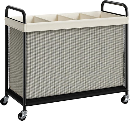 Laundry Hamper 2 Section, 100L Rolling Laundry Sorter with Wheels
