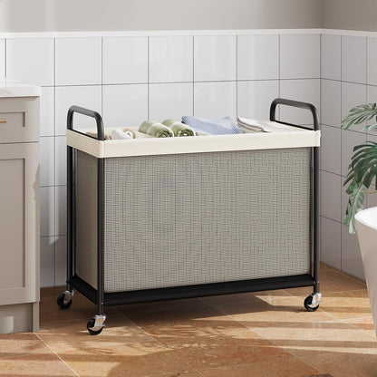Laundry Hamper 2 Section, 100L Rolling Laundry Sorter with Wheels