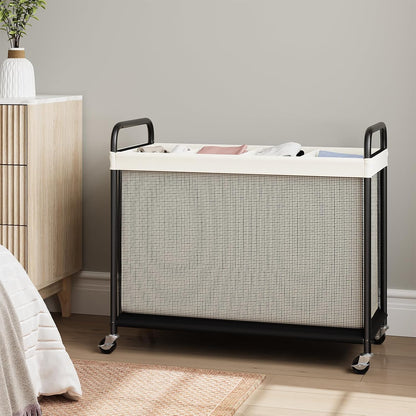 Laundry Hamper 2 Section, 100L Rolling Laundry Sorter with Wheels