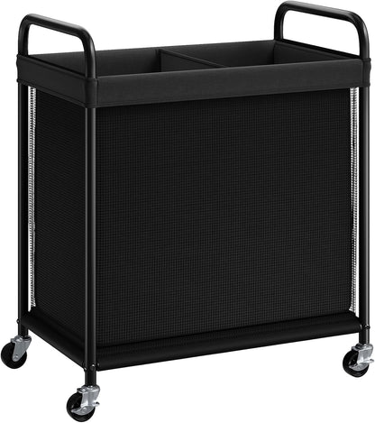 Laundry Hamper 2 Section, 100L Rolling Laundry Sorter with Wheels