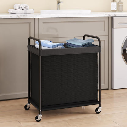 Laundry Hamper 2 Section, 100L Rolling Laundry Sorter with Wheels