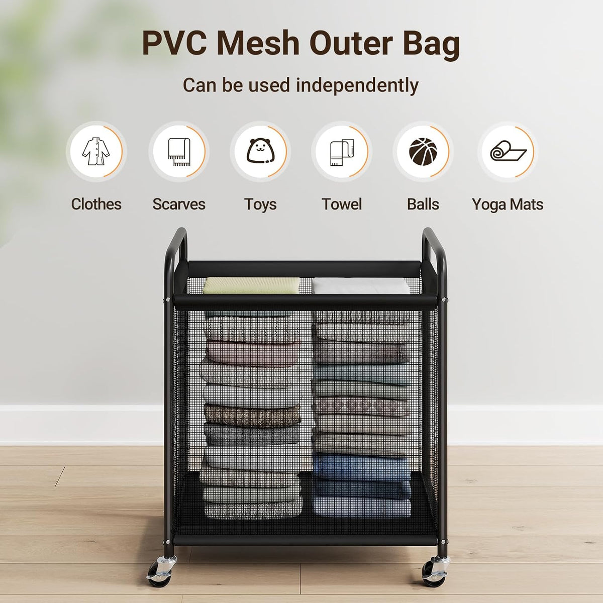 Laundry Hamper 2 Section, 100L Rolling Laundry Sorter with Wheels