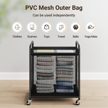Laundry Hamper 2 Section, 100L Rolling Laundry Sorter with Wheels