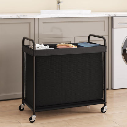 Laundry Hamper 2 Section, 100L Rolling Laundry Sorter with Wheels