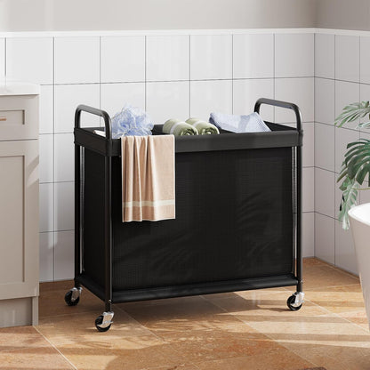 Laundry Hamper 2 Section, 100L Rolling Laundry Sorter with Wheels