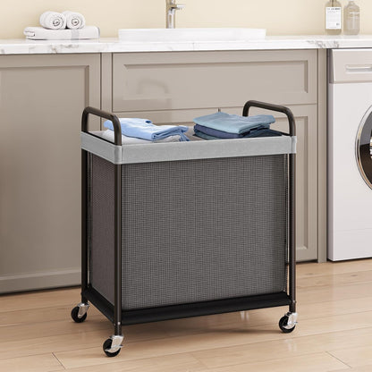 Laundry Hamper 2 Section, 100L Rolling Laundry Sorter with Wheels