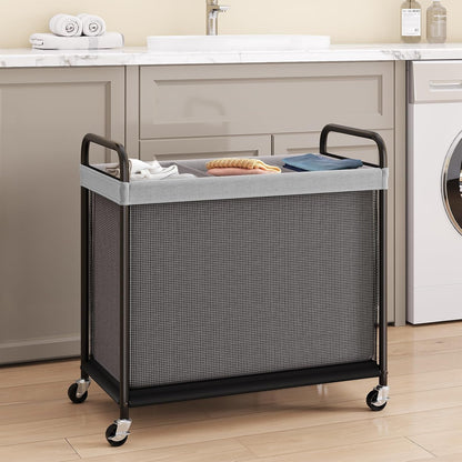 Laundry Hamper 2 Section, 100L Rolling Laundry Sorter with Wheels