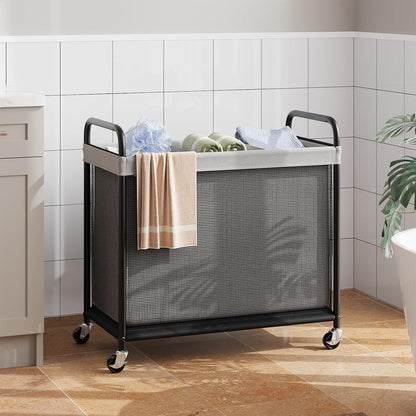 Laundry Hamper 2 Section, 100L Rolling Laundry Sorter with Wheels