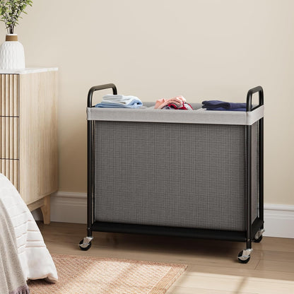 Laundry Hamper 2 Section, 100L Rolling Laundry Sorter with Wheels