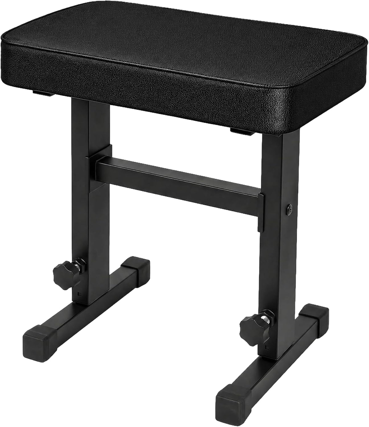 Adjustable Piano Bench, Keyboard Bench Seat with Padded PU Leather Cushion, H-Frame Piano Stool Chair, 4-Level Height Adjustable 18.1-21.3 in, 250lb Capacity, Black
