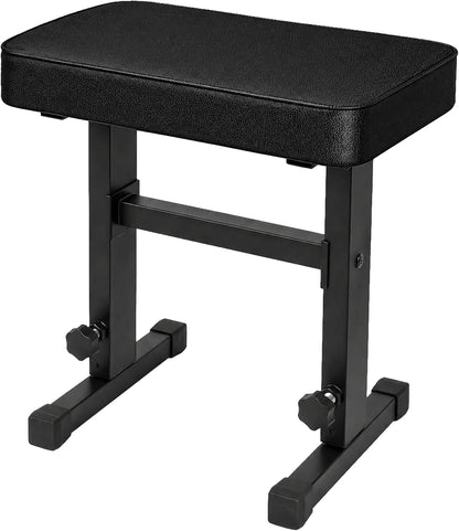 Adjustable Piano Bench, Keyboard Bench Seat with Padded PU Leather Cushion, H-Frame Piano Stool Chair, 4-Level Height Adjustable 18.1-21.3 in, 250lb Capacity, Black
