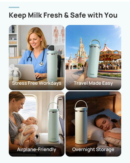 360 CapsuleChill Breastmilk Cooler with Stainless Steel Bottles