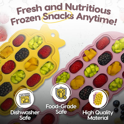Baby Food Freezer Trays | BPA-Free, Food-Grade Silicone Freezer Molds with 2 Trays(18 Holes) | Silicone Freezer Trays with Lid and Baby Food Freezer Tray for Baby Food Storage Containers Freezer
