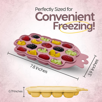 Baby Food Freezer Trays | BPA-Free, Food-Grade Silicone Freezer Molds with 2 Trays(18 Holes) | Silicone Freezer Trays with Lid and Baby Food Freezer Tray for Baby Food Storage Containers Freezer