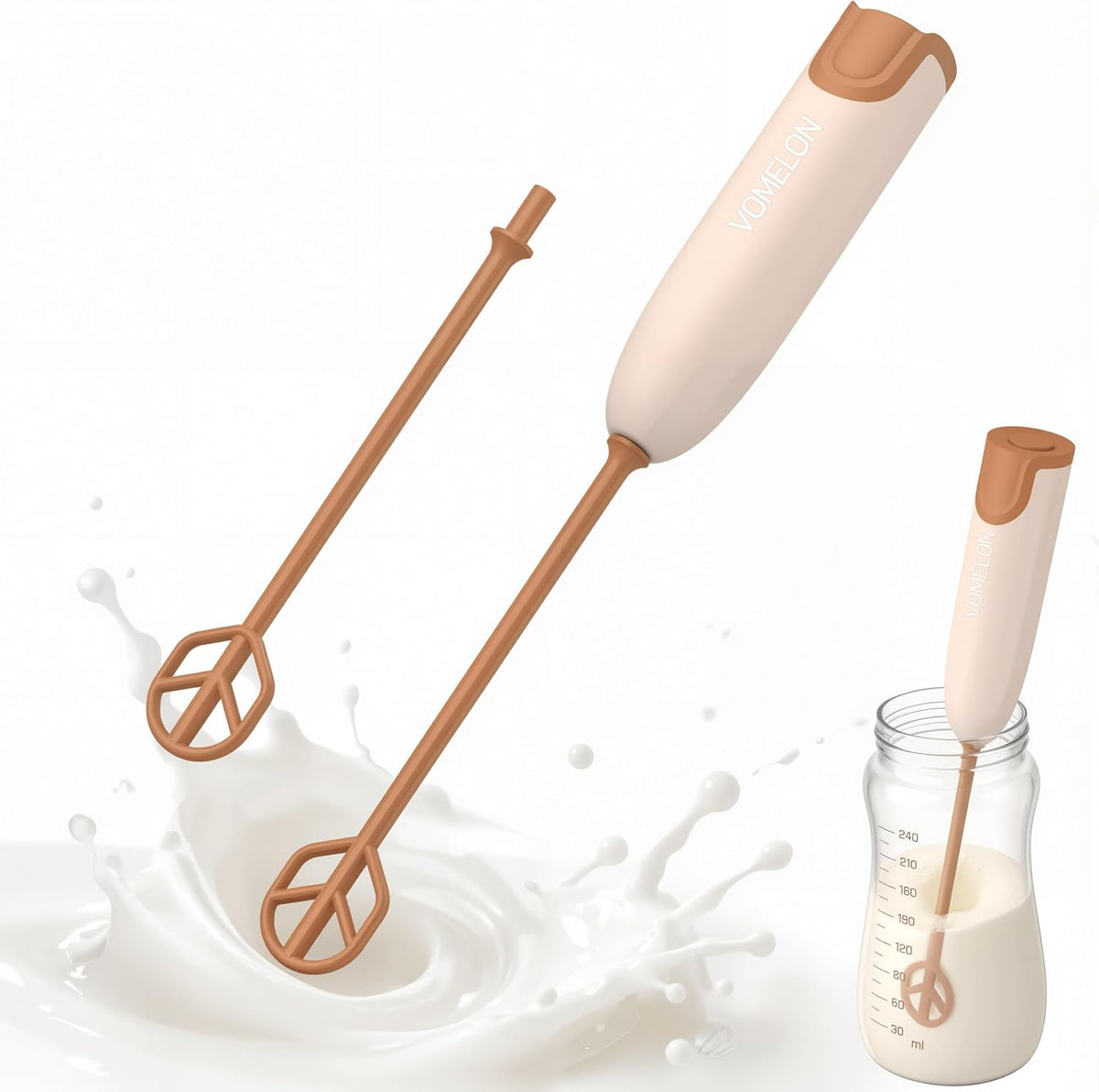 Handheld Electric Baby Formula Mixer with 2 Stirring Sticks, Battery Operated Bottle Mixer, Portable Low-Speed Stirrer for Baby Bottles, Formula, Protein Powder, Coffee, Home, Travel and Office Use