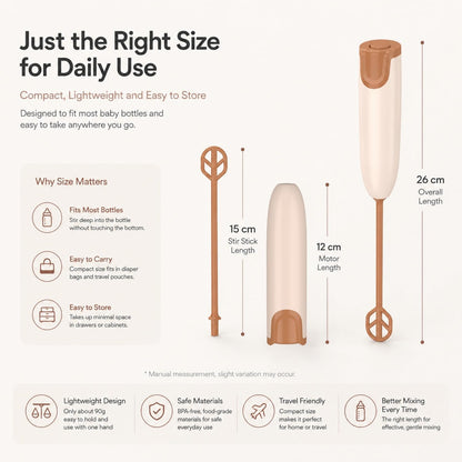 Handheld Electric Baby Formula Mixer with 2 Stirring Sticks, Battery Operated Bottle Mixer, Portable Low-Speed Stirrer for Baby Bottles, Formula, Protein Powder, Coffee, Home, Travel and Office Use