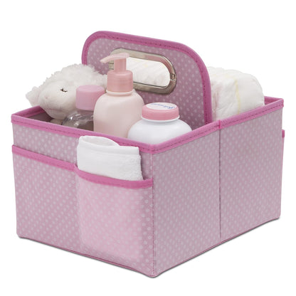 Portable Nursery Caddy - Essential Lightweight Storage Bin with Multiple Compartments - Easy Storage/Organization Solution, Beige