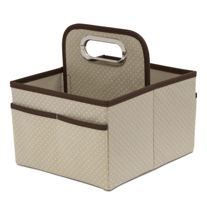 Portable Nursery Caddy - Essential Lightweight Storage Bin with Multiple Compartments - Easy Storage/Organization Solution, Beige