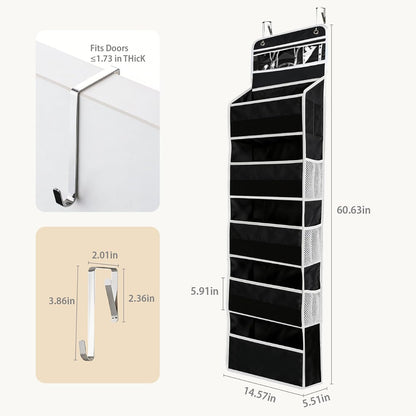 Over the Door Organizer, Door Storage Organizer with Large Capacity Pockets, Hanging Shelves for Bedroom, Closet, Dorm, Pantry (Grey, 4-Tier)