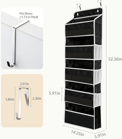 Over the Door Organizer, Door Storage Organizer with Large Capacity Pockets, Hanging Shelves for Bedroom, Closet, Dorm, Pantry (Grey, 4-Tier)