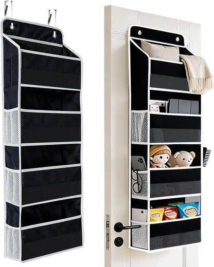 Over the Door Organizer, Door Storage Organizer with Large Capacity Pockets, Hanging Shelves for Bedroom, Closet, Dorm, Pantry (Grey, 4-Tier)