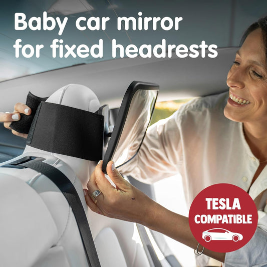 Baby Car Mirror for Fixed Headrests - Tesla-Compatible Non-Slip Mirror
