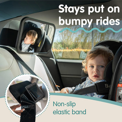 Baby Car Mirror for Fixed Headrests - Tesla-Compatible Non-Slip Mirror
