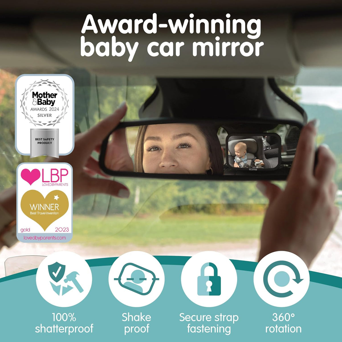 Baby Car Mirror for Fixed Headrests - Tesla-Compatible Non-Slip Mirror