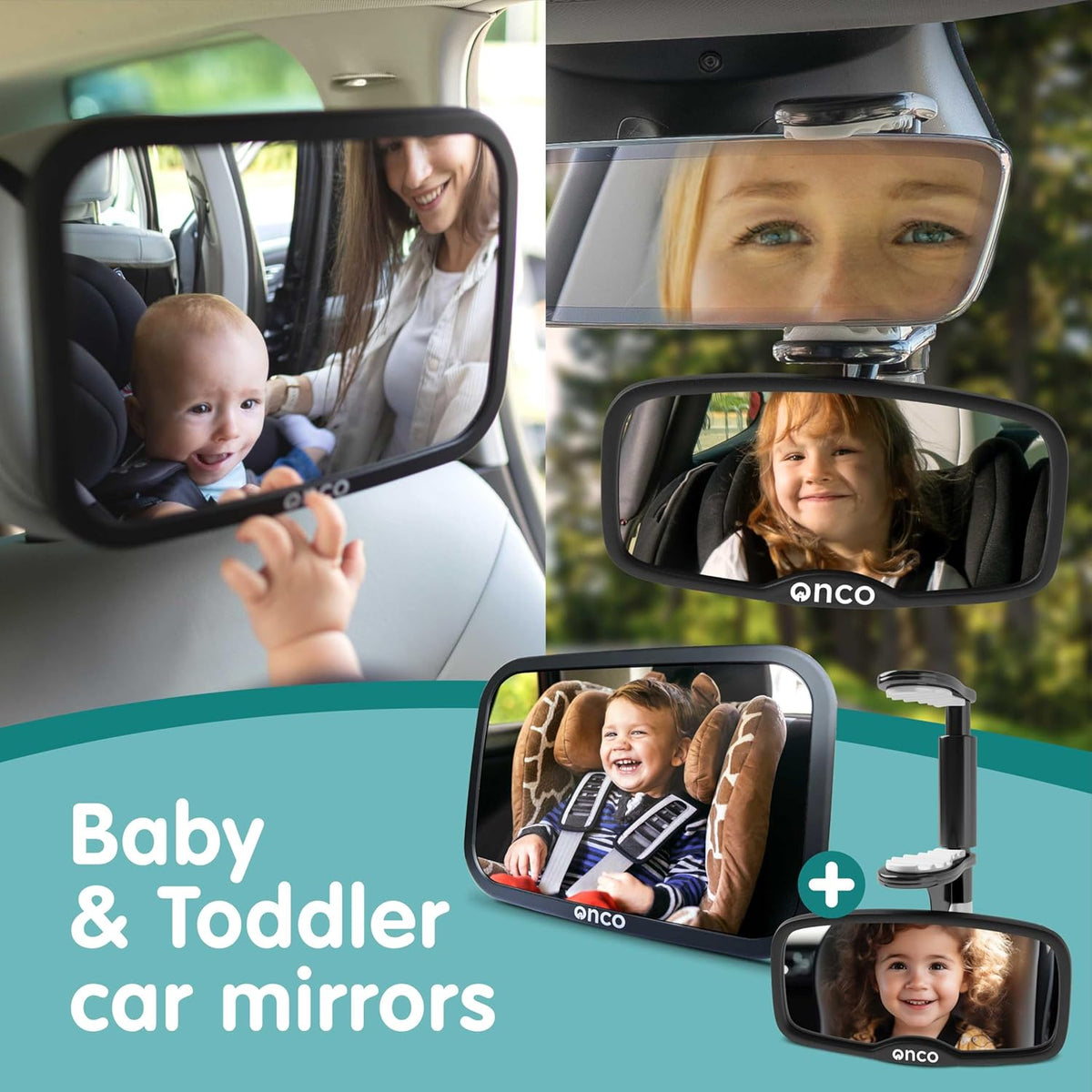 Baby Car Mirror for Fixed Headrests - Tesla-Compatible Non-Slip Mirror