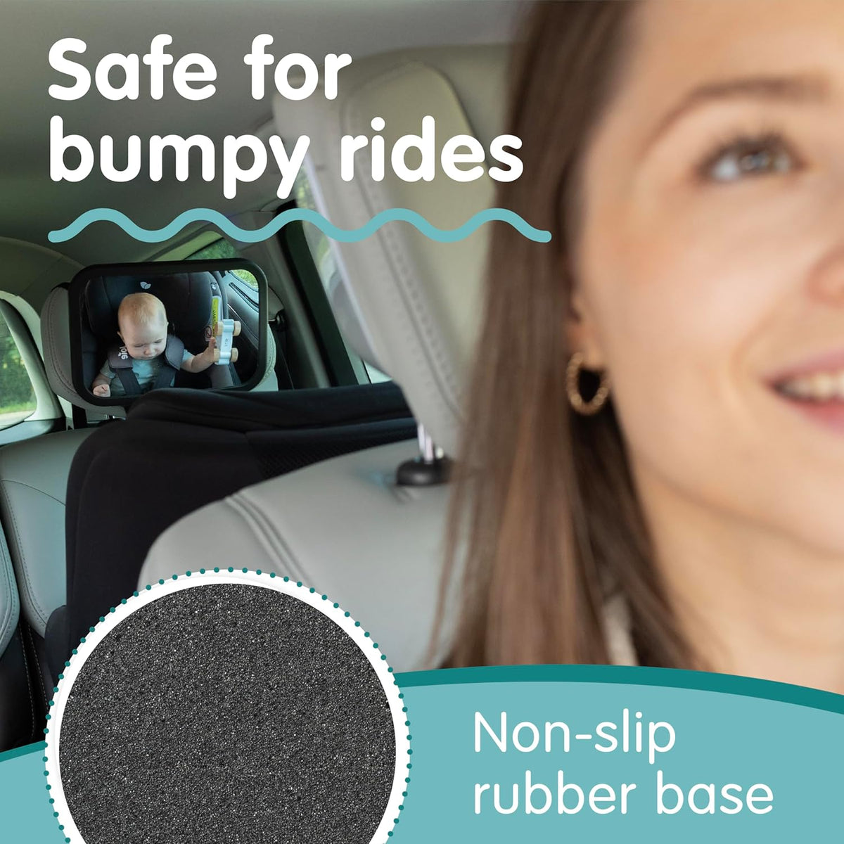 Baby Car Mirror for Fixed Headrests - Tesla-Compatible Non-Slip Mirror