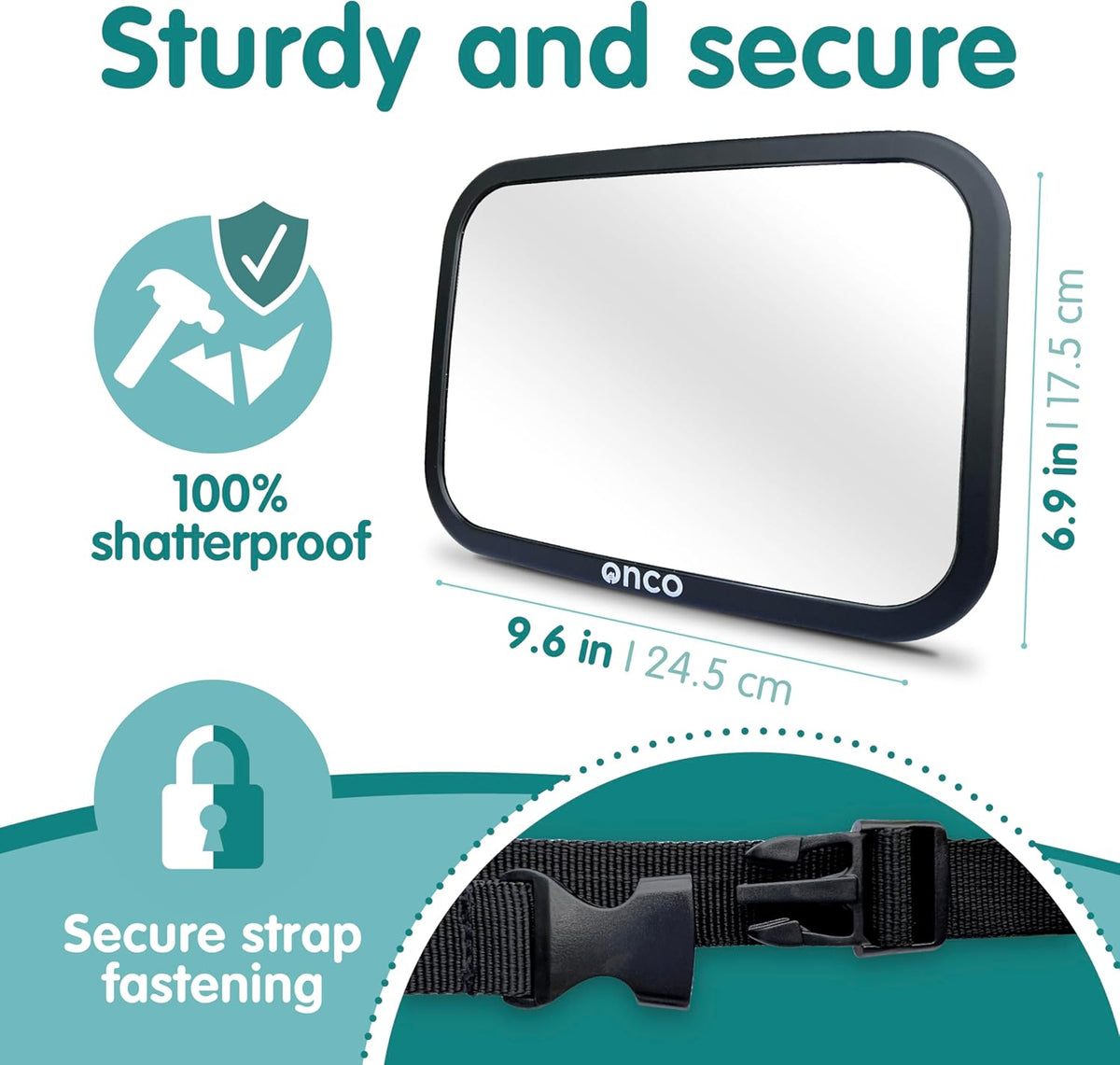 Baby Car Mirror for Fixed Headrests - Tesla-Compatible Non-Slip Mirror